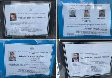Цетиње е облепено со некролози за 12- те жртви на пијаниот Мартиновиќ, меѓу нив и за братчињата