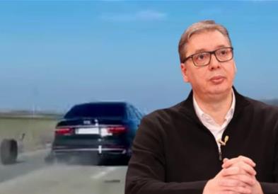 Случајно или намерно: Отпадна тркало од автомобилот во кој се возел Вучиќ (ВИДЕО)