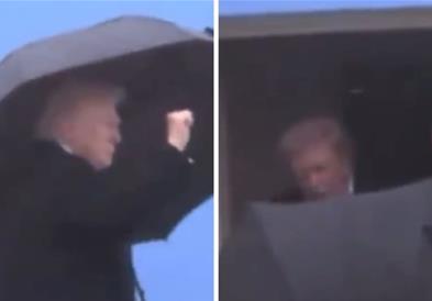 Трамп на потсмев на социјалните мрежи: Знае ли да затвори чадор? (ВИДЕО)