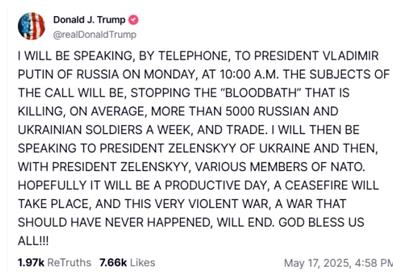 Трамп најави одвоени телефонски разговори со Путин и Зеленски в понеделник