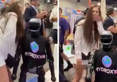 Убава девојка имаше незгодна средба со хуманоиден робот, сите се смеат (ВИДЕО)