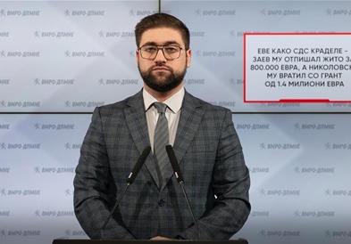 Манасиевски: Еве како СДС краделе - Заев му отпишал жито за 800.000 евра, а Николовски му вратил со грант од 1.4 милиони евра