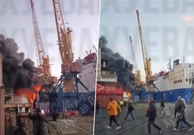 Турски брод е погоден со ракета „Искандер“ во украинското пристаниште Одеса (ВИДЕО)