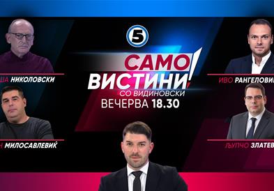 Љубиша Николовски, Иво Рангеловиќ, Драган Милосавлевиќ и Љупчо Златев вечерва во „Само вистини со Видиновски“  