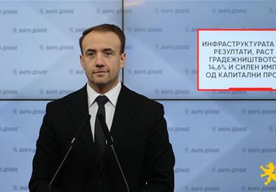Стојаноски: Инфраструктурата носи резултати, раст на градежништвото од 14,6% и силен импулс од капитални проекти