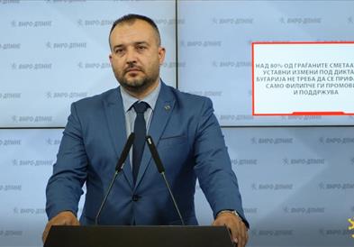 Лефков: Над 80% од граѓаните сметаат дека уставни измени под диктат на Бугарија не треба да се прифаќаат