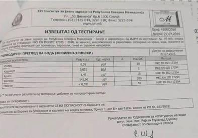 Градоначалникот на Валандово уверува дека нема арсен во водата