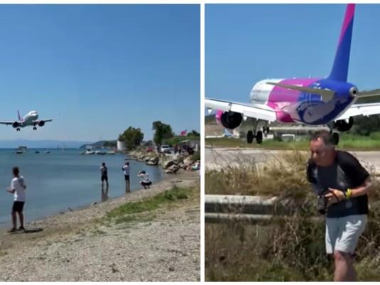 Авион слета на грчки остров, туристите шокирани се фрлаат на земја (ВИДЕО)