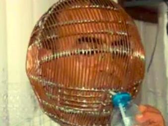 Видео: Со кафез ставен на главата се откажува од пушење цигари?!