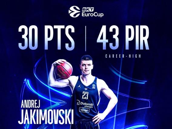 Репрезентативецот Јакимовски постави рекорд во Еврокупот