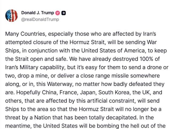 Трамп:  Многу земји ќе испратат бродови во Ормускиот Теснец