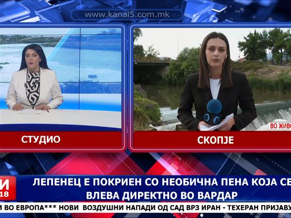 Лепенец прекириен со чудна пена, што се влева во Вардар- се бара виновникот 
