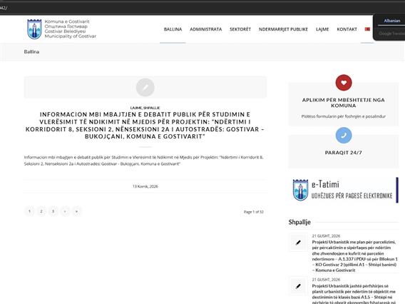 За да се отворат дел од официјалните-веб страни на општините, треба да се знае албанскиот облик на името