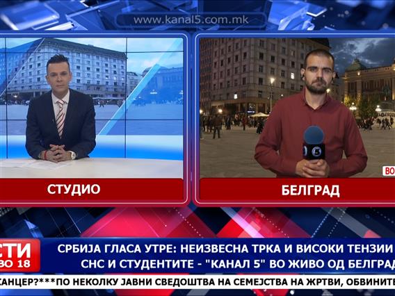 Србија гласа утре: Неизвесна трка и високи тензии меѓу СНС и студентите – „Канал 5“ во живо од Белград