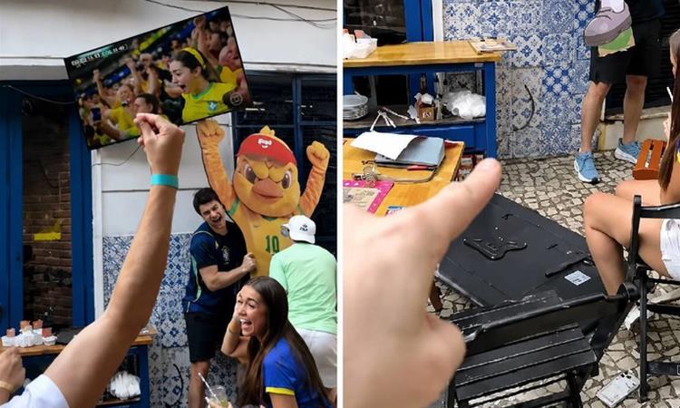 Навивачите предизвикаа огромна штета во кафуле за неколку секунди откако Бразил ја победи Јапонија