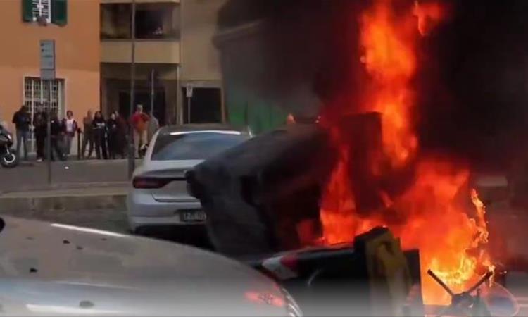 Видео: Судири на улиците во Рим: Полицијата интервенираше со водени топови