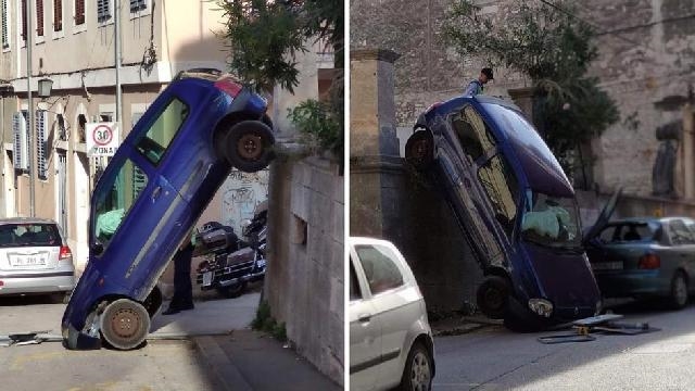 Бизарна несреќа во Пула: Мајка со детето слетала од паркинг на улица (ФОТО)