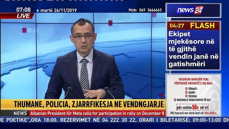 Се тресеше и телевизиско студио во Тирана – водителот не се исплаши (ВИДЕО)