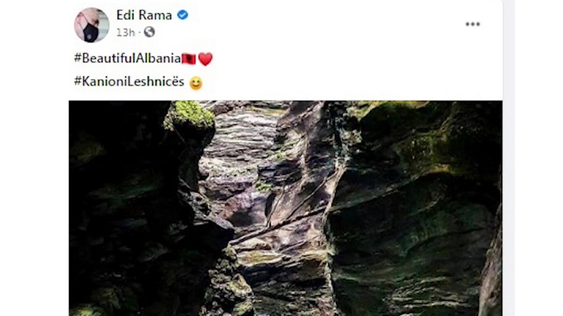Повлечена фотографијата со водопадот во Лешница на фан пејџ страната на албанскиот премиер