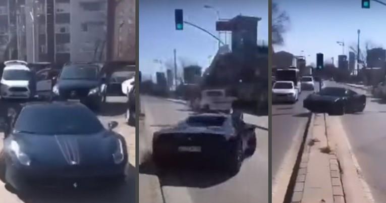 Турчин излегол од автоперална и го здробил скапото Ферари (ВИДЕО)