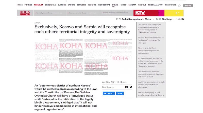 Нон-пејперот за наводно конечен договор меѓу Србија и Косово, втор ден го бранува регионот