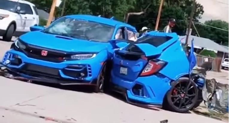 Видео: Спортска Хонда Цивик се преполови во сообраќајна несреќа