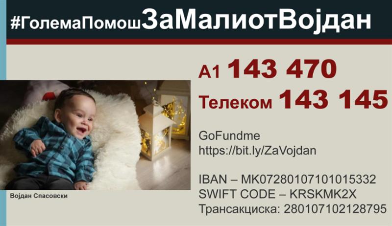 На малиот Војдан му е потребна голема помош: СЕКОЈА ДОНАЦИЈА Е НОВ ЧЕКОР НАПРЕД