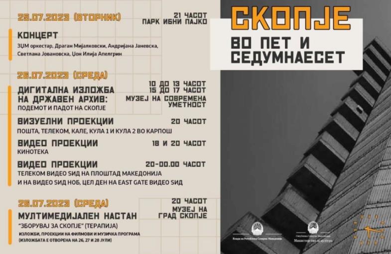 „Скопје во пет и седумнаесет“ - дводневна програма по повод 60 години од скопскиот земјотрес