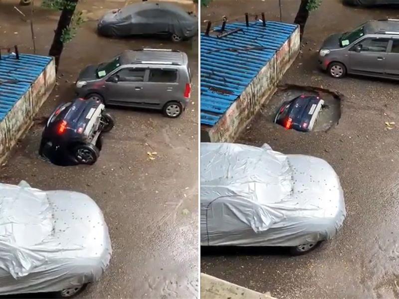 Се отвори земјата на паркинг и „проголта“ автомобил за неколку секунди (ВИДЕО)