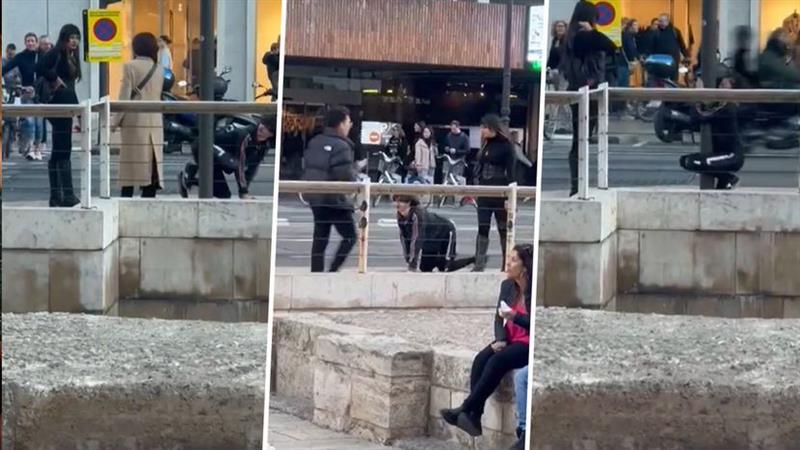 Шок сцена во Валенсија: Девојка шета момче на поводник, се однесува како разгалено куче (ВИДЕО)