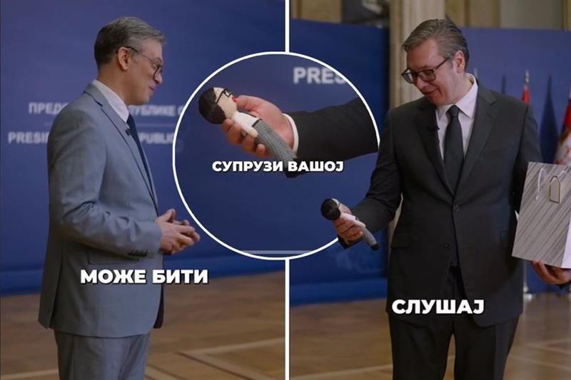 Двојникот на Вучиќ му даде подарок- плетена кукла со познат лик (ВИДЕО)