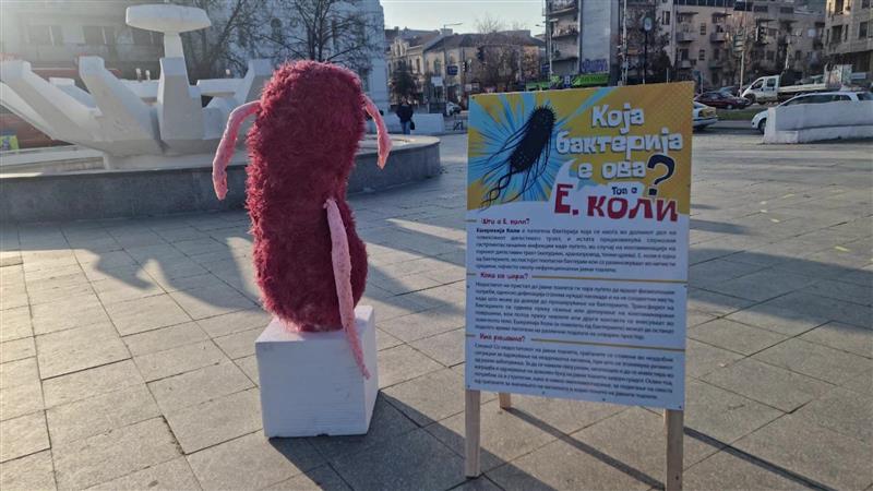 Герила акција со скулптура на ешерихија коли потсетува на немањето јавни тоалети во Скопје