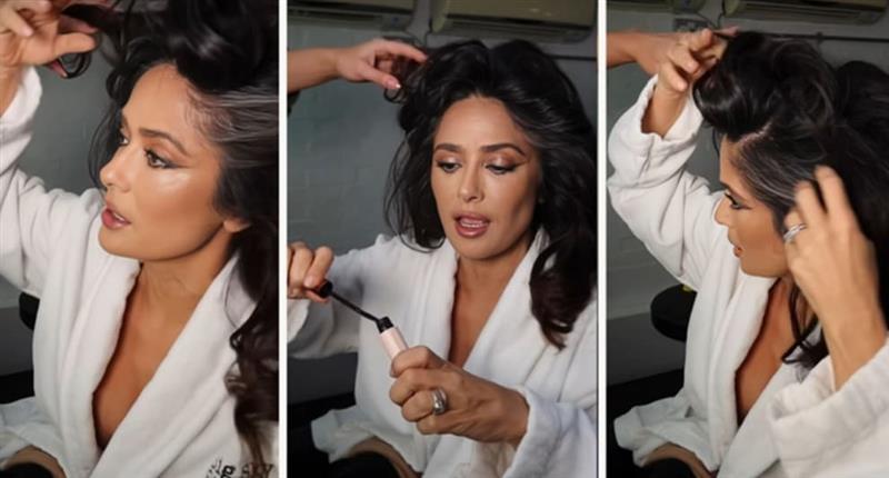 Салма Хаек покажа трик за прикривање на побелената коса (ВИДЕО)