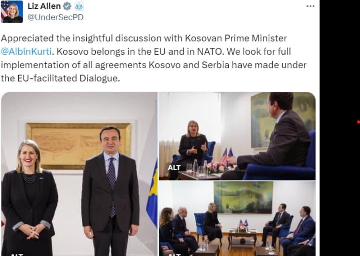 Ален на средба со Курти: Косово припаѓа во ЕУ и НАТО, да се спроведат договорите со Србија