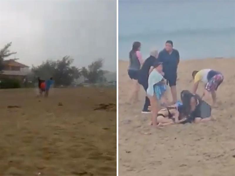 Гром удри во три деца на плажа во Порторико (Вознемирувачко видео) 