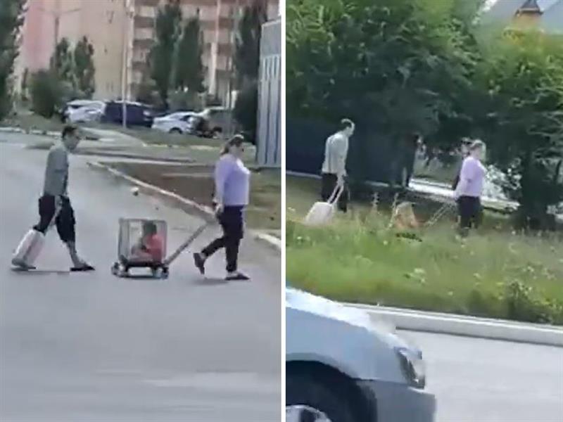 Бизарна сцена во град: Родители возат девојче во кафез, полицијата ги бара (ВИДЕО)