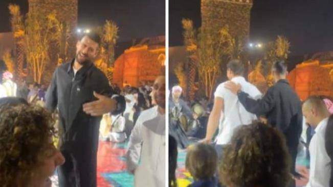 Видео: Ѓоковиќ и Надал приредија шоу во Ријад: Новак го покани Рафа да танцува 