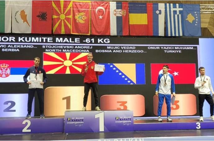 Злато за Андреј Стојчевски, бронзи за Јована Мицовска и Данило Божовиќ на Балканското првенство