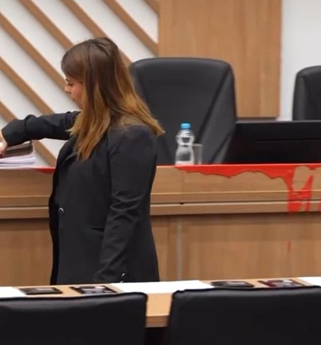 Инциденти на седницата на Советот во Белград– истурена црвена боја  