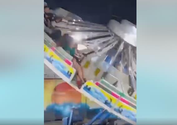 Ужас во луна парк во Мексико: Девојче одлета од вртелешка (Вознемирувачко видео) 