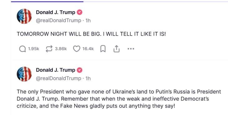 Трамп: Јас сум единствениот што не му предадов ни дел украинска земја на Путин