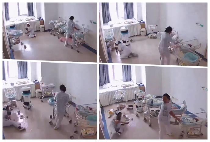 Видео: Медицински сестри додека болницата се тресе спасуваат новороденчиња