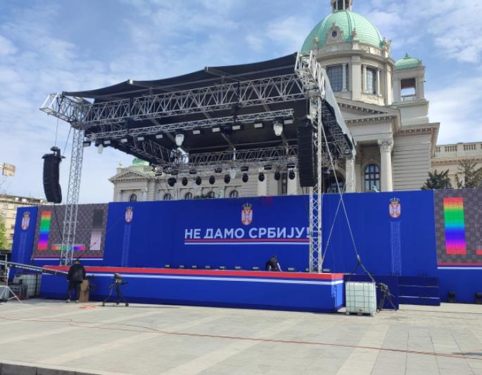 Во Белград последни подготовки за тридневниот митинг „Не ја даваме Србија“