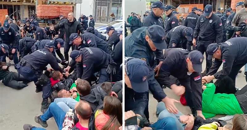 Студенти ги блокираа автобусите со поддржувачи на Вучиќ, полицијата насилно ги отстрани (ВИДЕО)