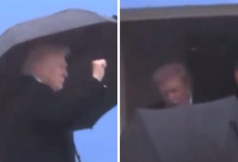 Трамп на потсмев на социјалните мрежи: Знае ли да затвори чадор? (ВИДЕО)