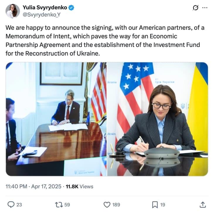 Украина и САД потпишаа меморандум како прв чекор кон договорот за минерали