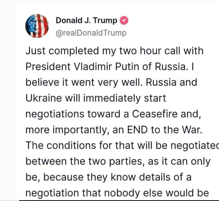 Трамп: Русија и Украина веднаш почнуваат преговори за завршување на војната