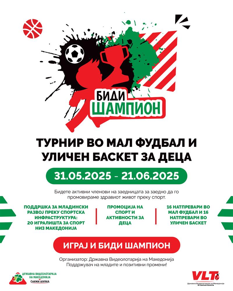 „Биди шампион“ – спорт и другарство на терен: Турнир во мал фудбал и уличен баскет