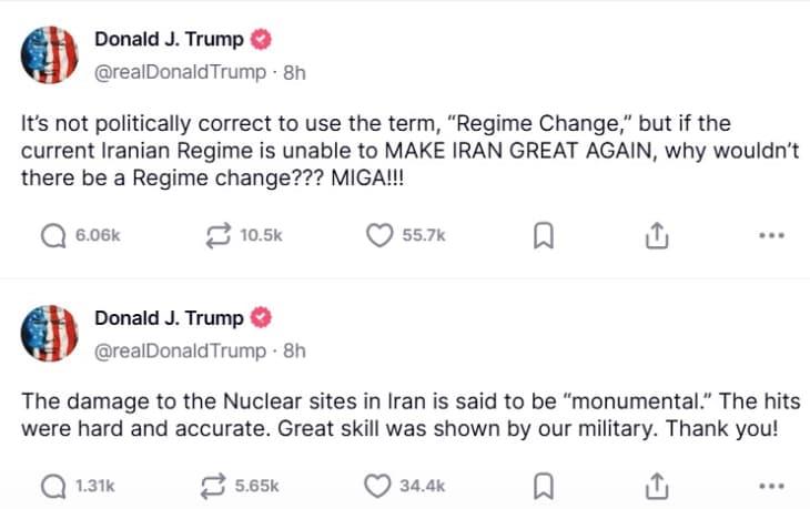 Трамп: Доколку режимот не може повторно да го направи Иран голем, зошто да не биде сменет