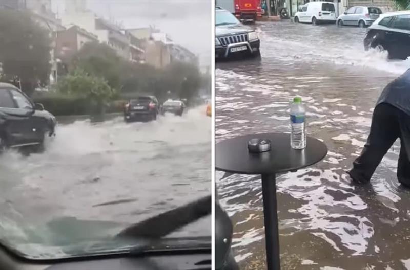 Невреме во Солун: Улиците за неколку минути се претворија во реки (ВИДЕО)